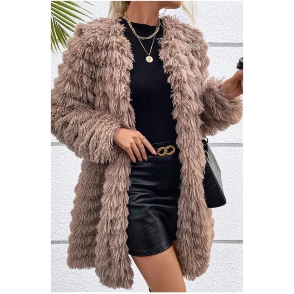 Luxe Fuzzy Soft Jacket Coat XS S M L - Picture 2 of 5